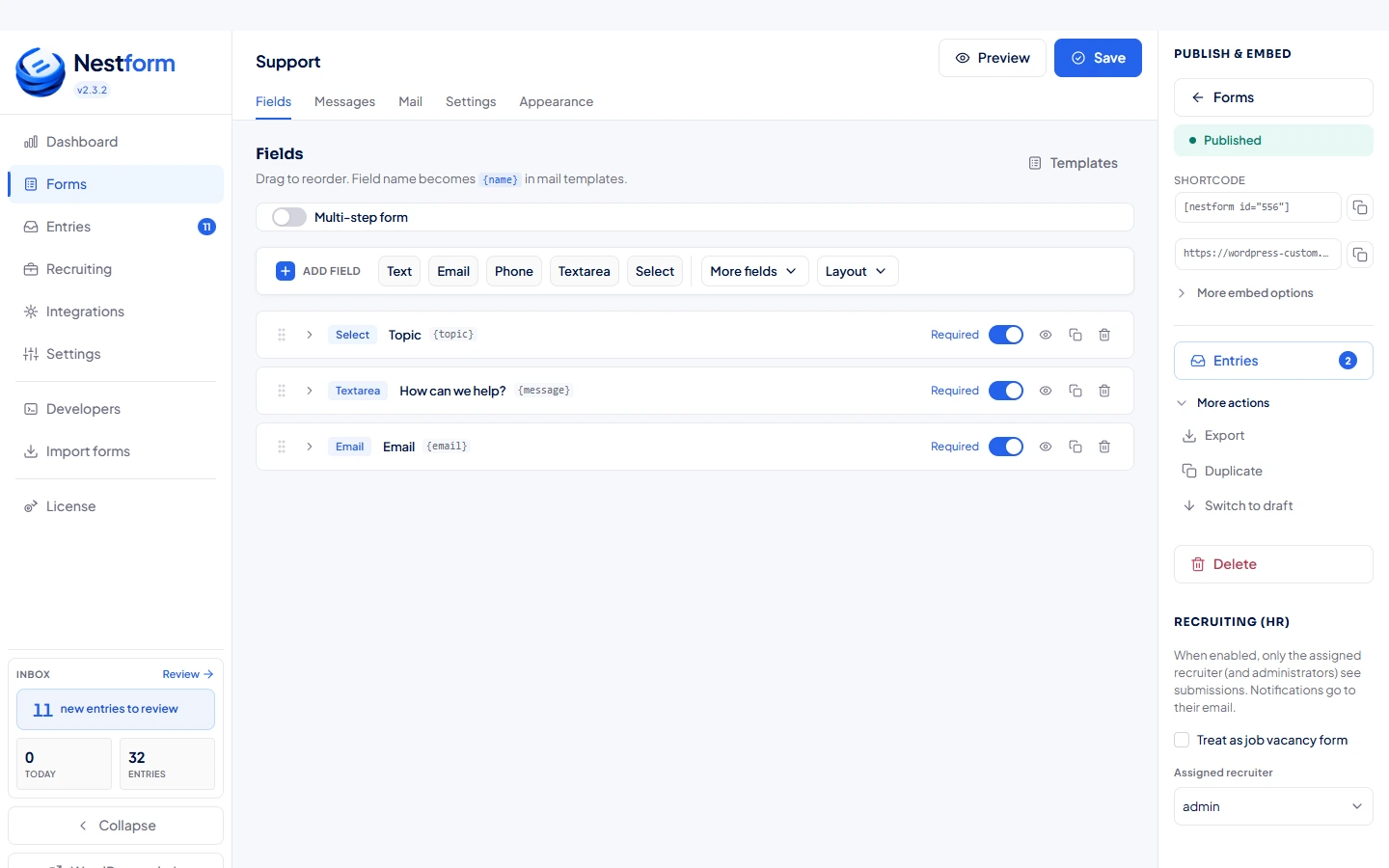Nestform UI — builder